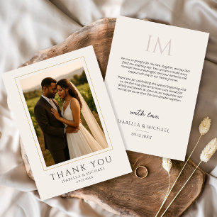 Simple Personalized Elegant Photo Wedding Thank You Card