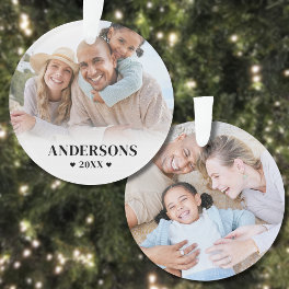 Simple Personalized Family Name Photo Christmas Ornament