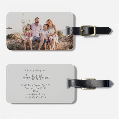 Simple Personalized Family Photo Luggage Tag