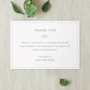 Simple Personalized Funeral Thank You Note Card