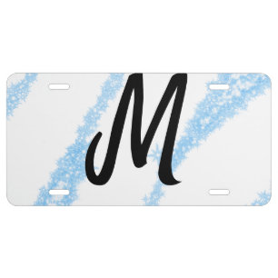 Simple personalized glitter monogram baking throw license plate