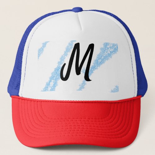 Simple personalized glitter monogram baking  throw trucker hat