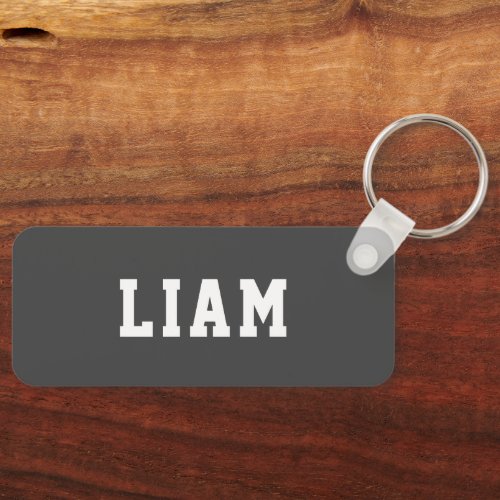 Simple Personalized Gray School Backpack Name Tag Keychain