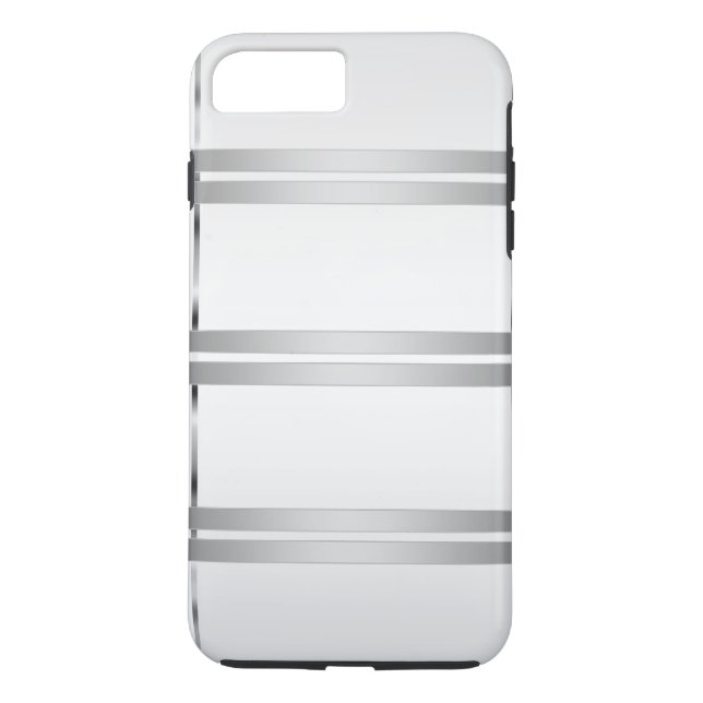 Simple Personalized Grey with Silver Lines Case-Mate iPhone Case (Back)