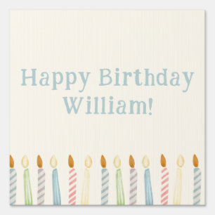 Simple Personalized Happy Birthday Candles Sign