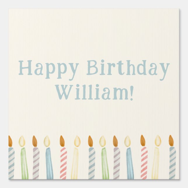Simple Personalized Happy Birthday Candles Sign (Front)