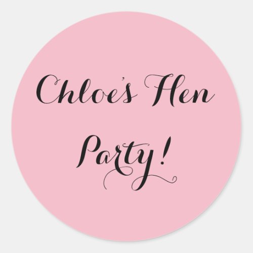 Simple Personalized Hen Do Classic Round Sticker