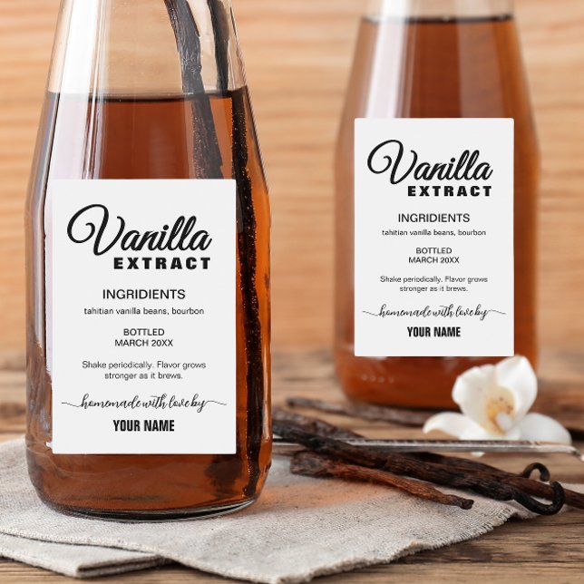 Simple Personalized Homemade Vanilla Extract Label (Creator Uploaded)