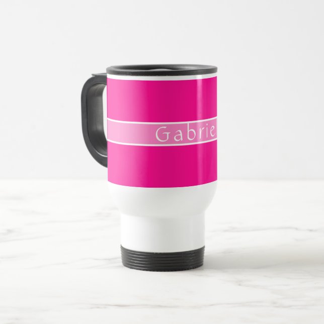 Simple Personalized Hot Pink Travel Mug (Front Left)