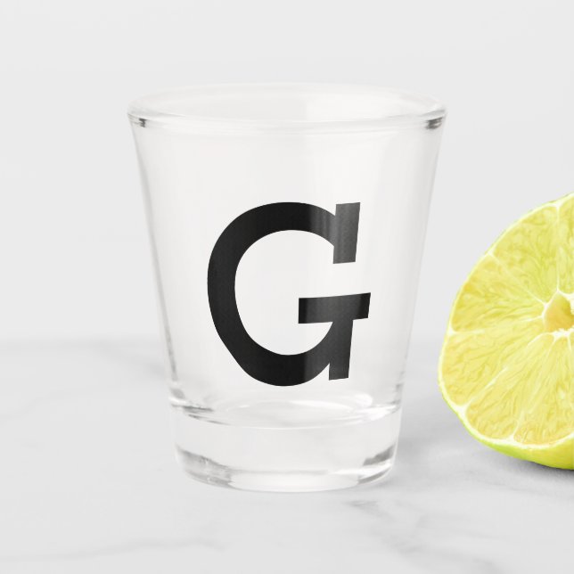 Simple Personalized Initial Letter Black Shot Glass (Front)