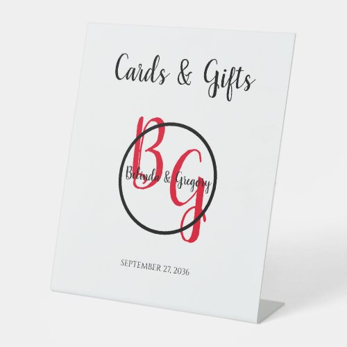 Simple Personalized Initials Wedding Cards  Gifts Pedestal Sign