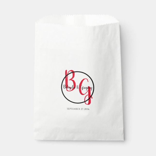 Simple Personalized Initials Wedding   Favor Bag (Front)