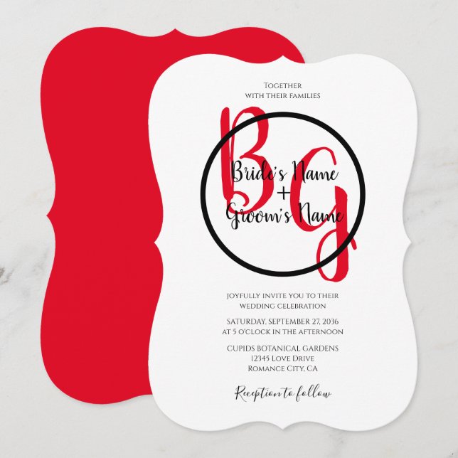 Simple Personalized Initials Wedding Invitations (Front/Back)