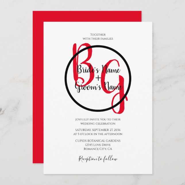Simple Personalized Initials Wedding Invitations (Front/Back)