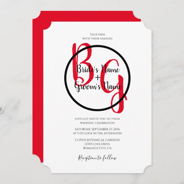 Simple Personalized Initials Wedding Invitations (Front/Back)