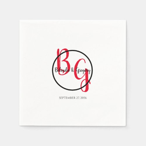 Simple Personalized Initials Wedding  Napkins