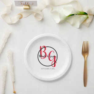 Simple Personalized Initials Wedding Paper Plates