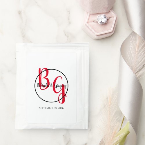 Simple Personalized Initials Wedding Tea Bag Drink Mix