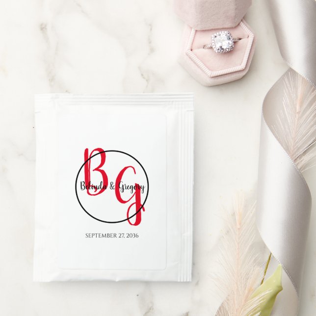 Simple Personalized Initials Wedding Tea Bag Drink Mix (Wedding)