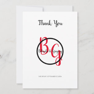 Simple Personalized Initials Wedding Thank You Card