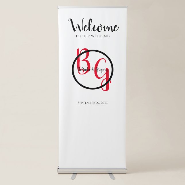 Simple Personalized Initials Wedding Welcome Sign (Front)