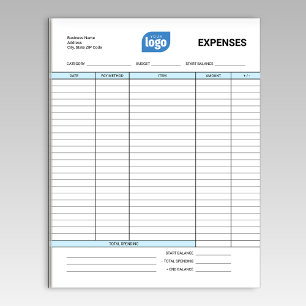 Simple Personalized Logo Business Expenses Notepad