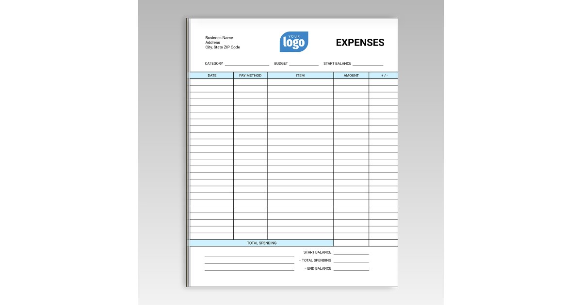 Simple Personalized Logo Business Expenses Notepad | Zazzle