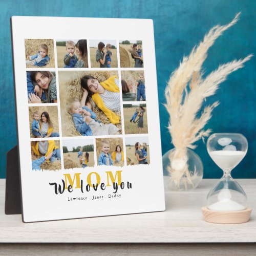 Simple Personalized Love You Mom 13 Family Photo Plaque