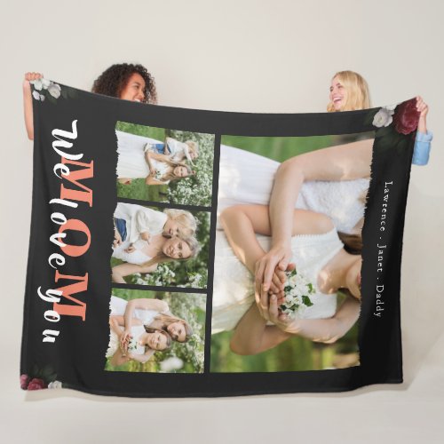  Simple Personalized Love You Mom 4 Family Photo Fleece Blanket