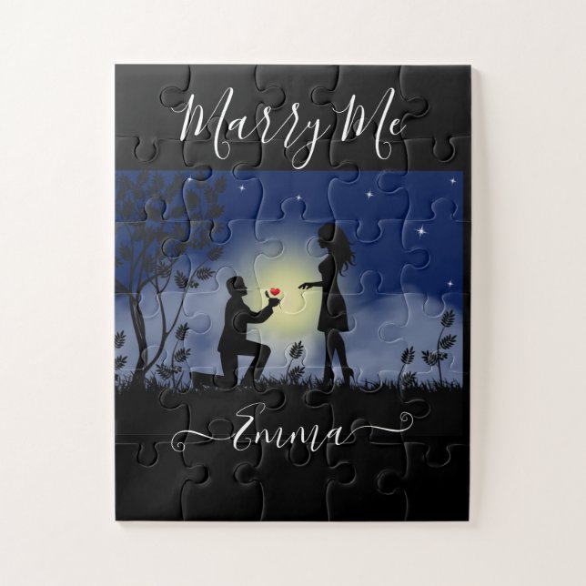 Simple Personalized Marry Me Marriage Proposal Jigsaw Puzzle (Vertical)