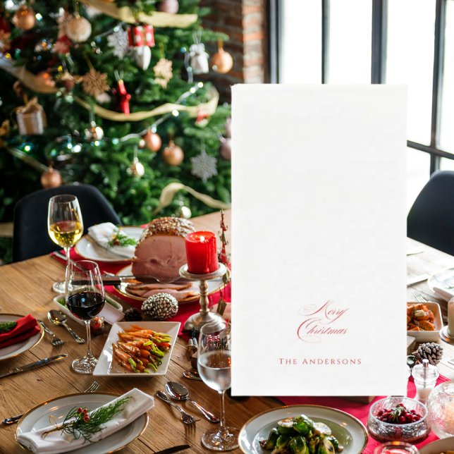 Simple Personalized Merry Christmas II Paper Guest Towels (Creator Uploaded)