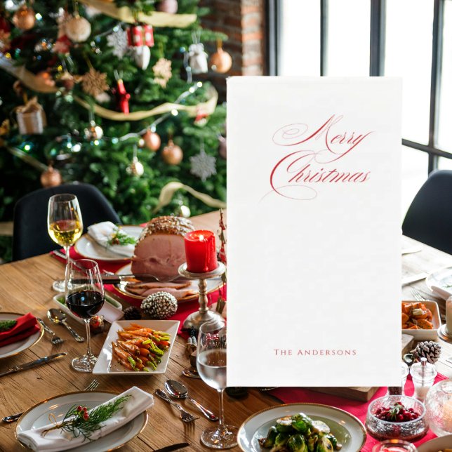 Simple Personalized Merry Christmas  Paper Guest Towels (Creator Uploaded)