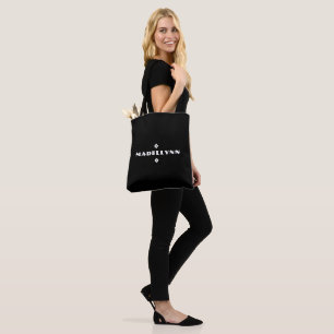 Simple Personalized Modern Black and White Tote Bag