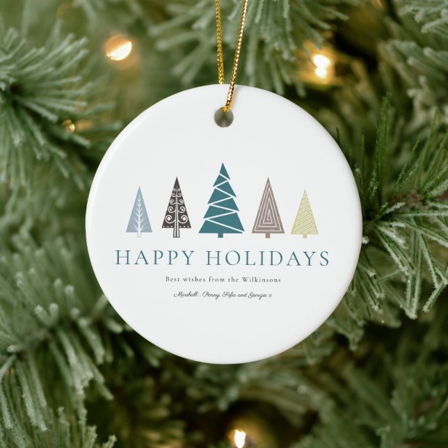 simple  personalized modern photo christmas  ceramic ornament (Tree)