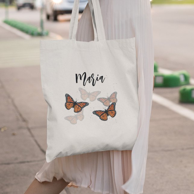 Simple Personalized Monarch Butterflies Tote Bag (Monarch butterfly personalized tote bag. )
