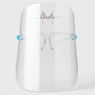 Simple personalized monogram and name face shield