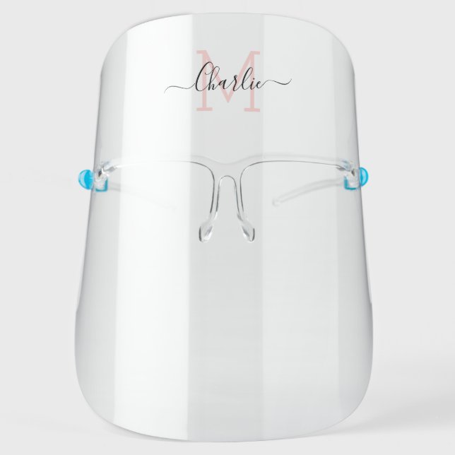 Simple personalized monogram and name face shield (Front)