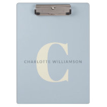 Simple Personalized Monogram and Name in Blue   Clipboard
