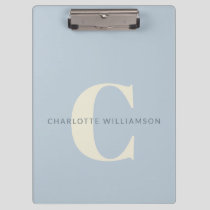 Simple Personalized Monogram and Name in Blue Clipboard