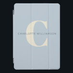 Simple Personalized Monogram and Name in Blue   iPad Pro Cover<br><div class="desc">Simple Personalized Monogram and Name in Dusty Blue iPad Case</div>