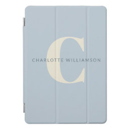 Simple Personalized Monogram and Name in Blue   iPad Pro Cover