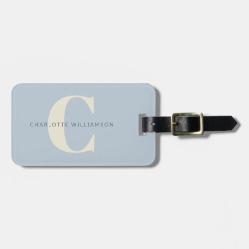 Simple Personalized Monogram and Name in Blue   Luggage Tag