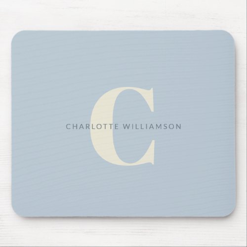 Simple Personalized Monogram and Name in Blue    Mouse Pad