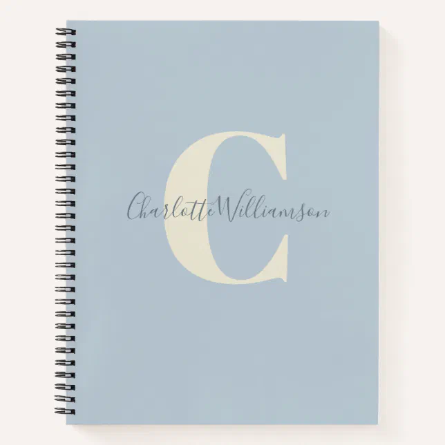 Simple Personalized Monogram and Name in Blue Notebook | Zazzle