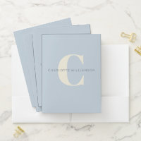 Simple Personalized Monogram and Name in Blue