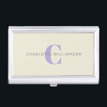 Simple Personalized Monogram and Name in Lavender  Business Card Case<br><div class="desc">Simple Personalized Monogram and Name in Lavender Business Card Case</div>