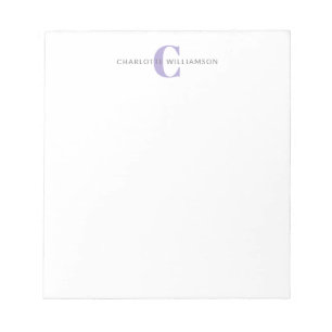 Simple Personalized Monogram and Name in Lavender Notepad