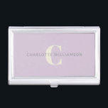 Simple Personalized Monogram and Name in Lilac Business Card Case<br><div class="desc">Simple Personalized Monogram and Name in Lilac Business Card Case</div>