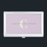 Simple Personalized Monogram and Name in Lilac Business Card Case<br><div class="desc">Simple Personalized Monogram and Name in Lilac Business Card Case</div>