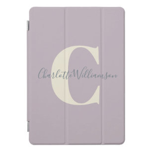 Simple Personalized Monogram and Name in Lilac iPad Pro Cover